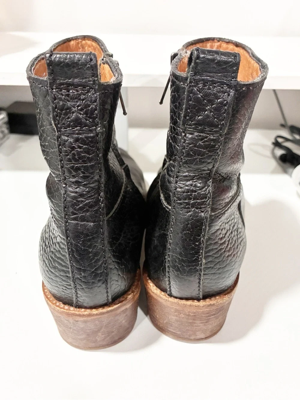 Madewell The Perrie Leather Ankle Boot Pebbled Black Side Zipper Size 7.5